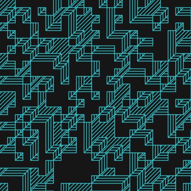 Edward Zajecs 2. Cubo 'nun 1971' deki uygulaması. Esasen 8 taştan oluşan bir Truchet fayans seti ve yerleştirme sanatı illüstrasyonu için kurallar.
