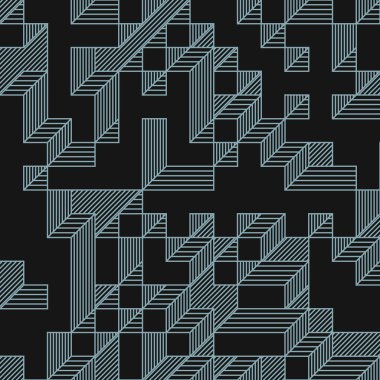 Edward Zajecs 2. Cubo 'nun 1971' deki uygulaması. Esasen 8 taştan oluşan bir Truchet fayans seti ve yerleştirme sanatı illüstrasyonu için kurallar.