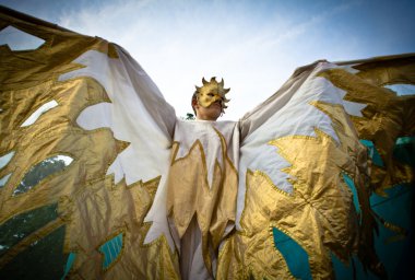 Ternopil, Ukrayna - 27 Ağustos: Tiyatro ayaklıklar üzerinde 