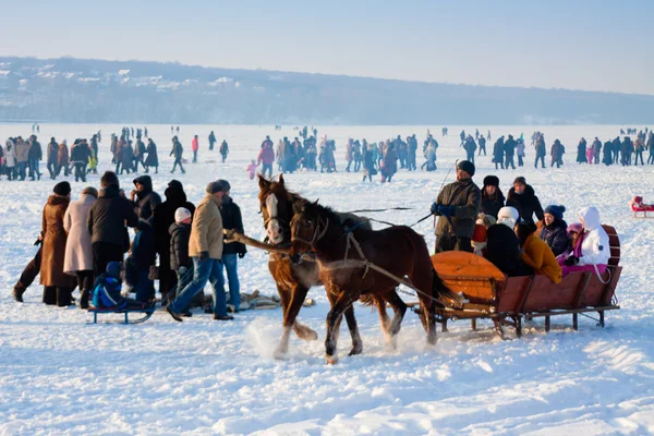 Ternopil-februari 12: på firandet "vinter dagen" — Stockfoto