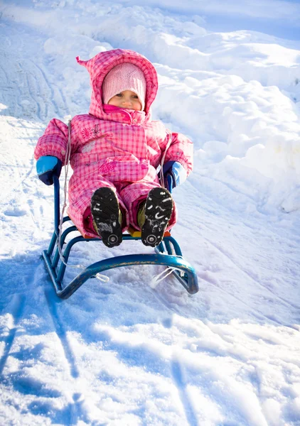 Little girl in winter outdoors — Stock Photo, Image