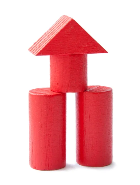 Красные деревянные детские строительные блоки изолированы на белой backgrou — стоковое фото