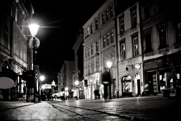 Stylized photo of the city's old street in the night — Stock Photo, Image