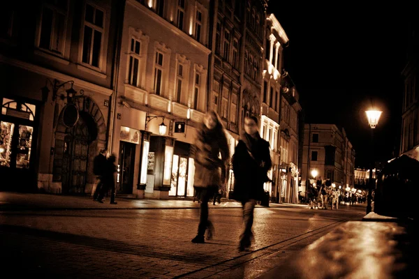 Stylized photo of the city's old street in the night — Stock Photo, Image