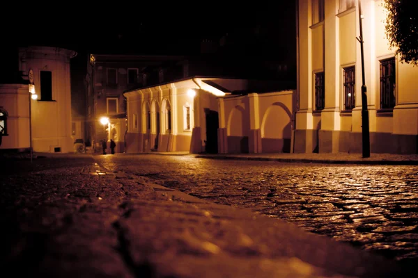 Stylized photo of the city's old street in the night — Stock Photo, Image