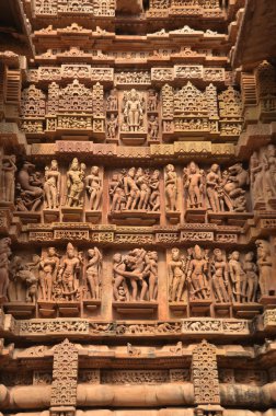 gravures op de tempel muren in khajuraho advertentie 930-950