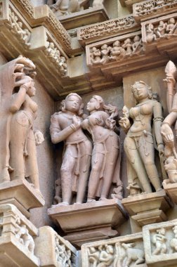 gravures op de tempel muren in khajuraho advertentie 930-950