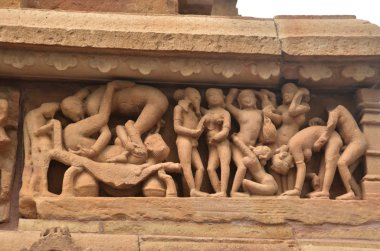 gravures op de tempel muren in khajuraho advertentie 930-950