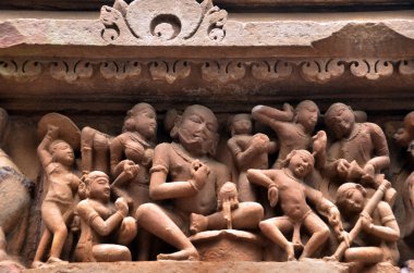 dans ve müzik, oymalar, khajuraho Tapınağı duvarlarında