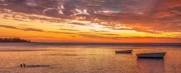 Panorama Coucher Soleil Sur Plage Publique Albion Ouest République Maurice — Photo