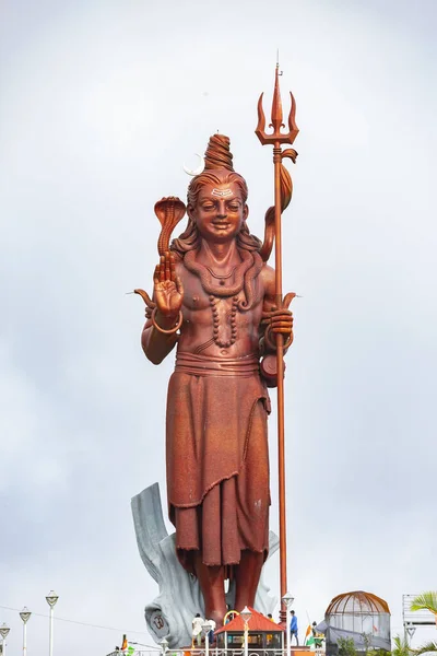 Estátua Deus Shiva Lago Sagrado Ganga Talao Sul Maurícia — Fotografia de Stock