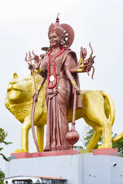 Estátua Deusa Laxmi Lago Sagrado Ganga Talao Maurício — Fotografia de Stock