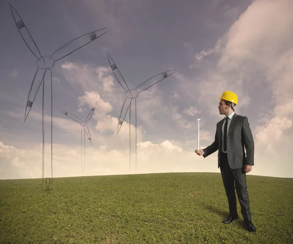 Turbinen vindkraftprojekt — Stockfoto