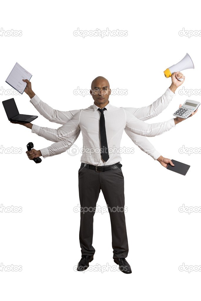 Multitasking businessman