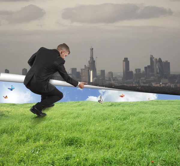 Change pollution with green environment — Stock Photo, Image