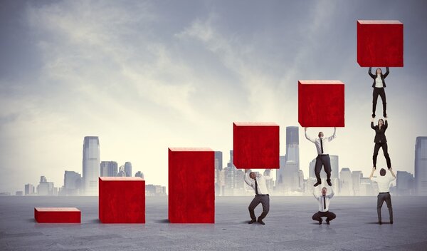 Trabajo en equipo y beneficio corporativo — Foto de Stock