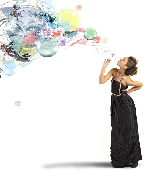 Creative fashion with soap ball — Stock Photo, Image