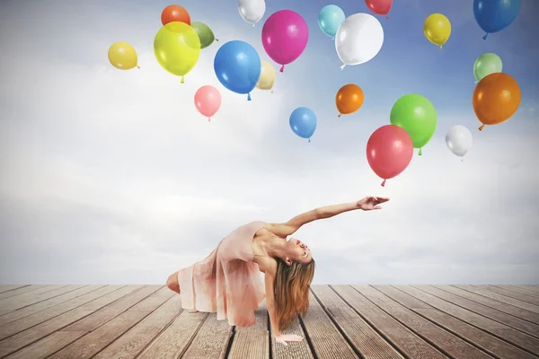 Ballerino con palloncini — Foto Stock