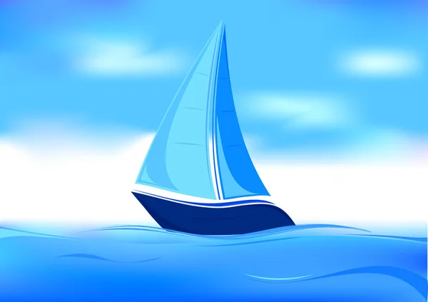 帆船在蓝色背景上的符号 — 图库矢量图片