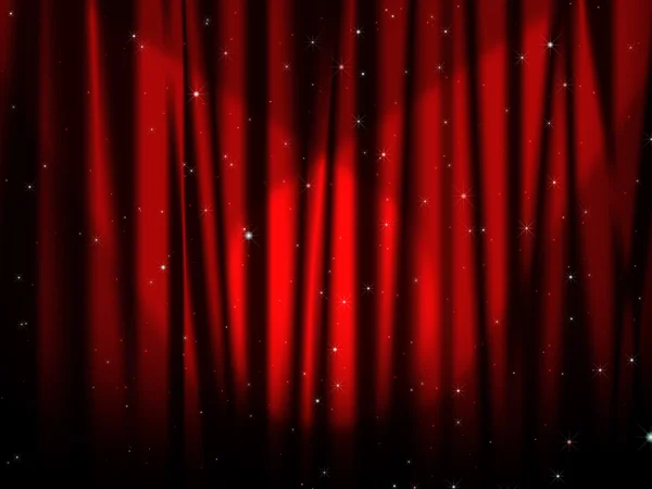 Cortina roja del escenario con estrellas — Foto de Stock