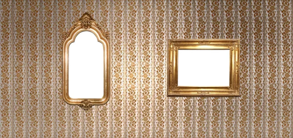 Gold frames in a vintage room — Stock Photo, Image