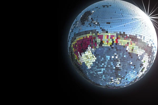 Shiny disco ball on black background — Stock Photo, Image