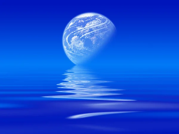 Reflektierter Mond auf dem Meer — Stockfoto