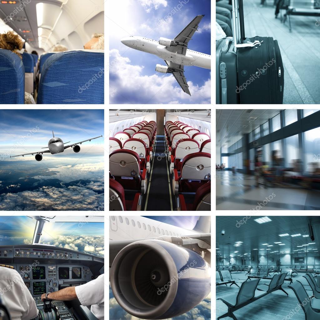 Business airport collage