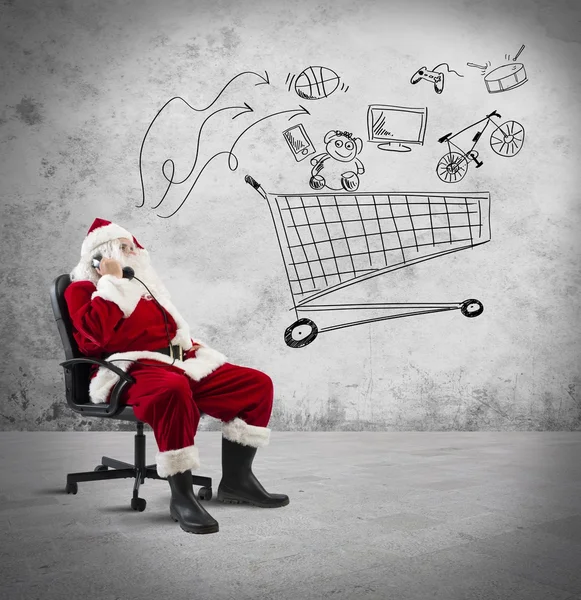 Babbo Natale con telefono — Foto Stock