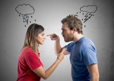 Discussion between husband and wife clipart