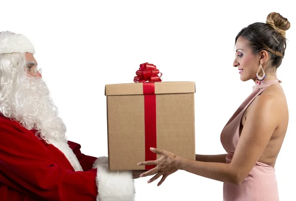 Babbo Natale consegna il regalo — Foto Stock