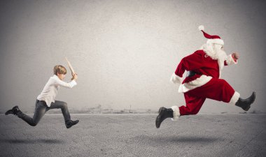 kızgın çocuk Noel Baba ile
