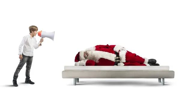 Wake up asleep Santa Claus — Stock Photo, Image