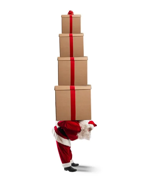 Papá Noel lleno de regalos — Foto de Stock