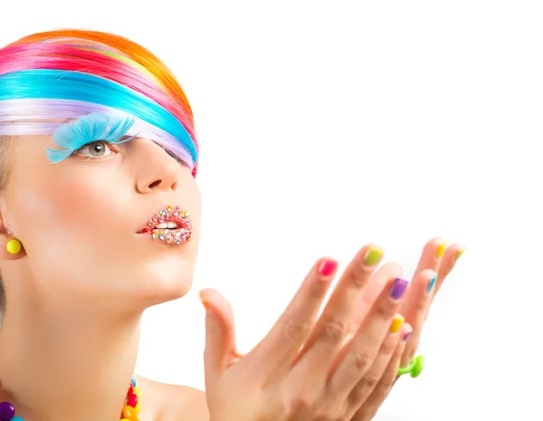 Trucco di moda colorato — Foto Stock