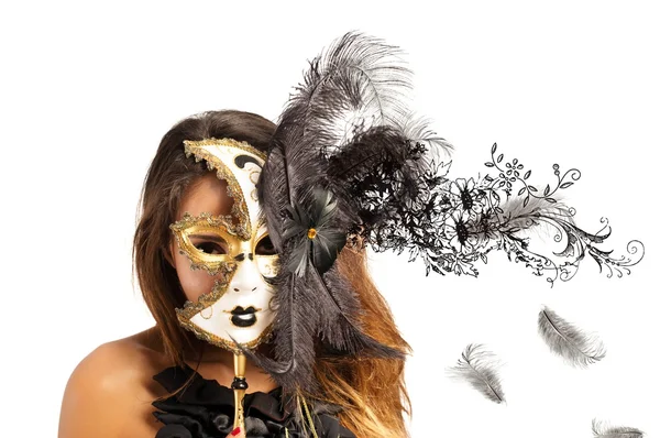 Beautiful woman in carnival mask — Stock Photo, Image