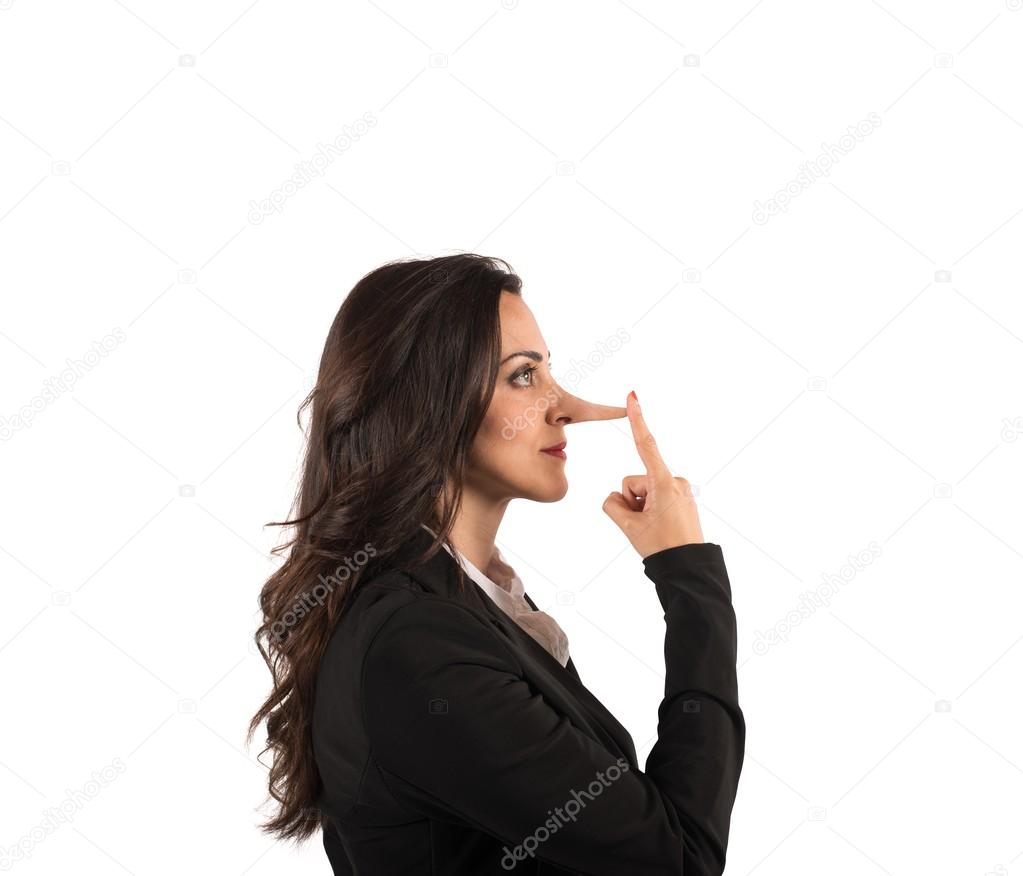 businesswoman with long nose