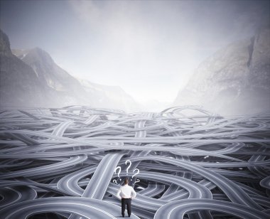 bir karışıklığa yol önünde bir işadamı kavramı