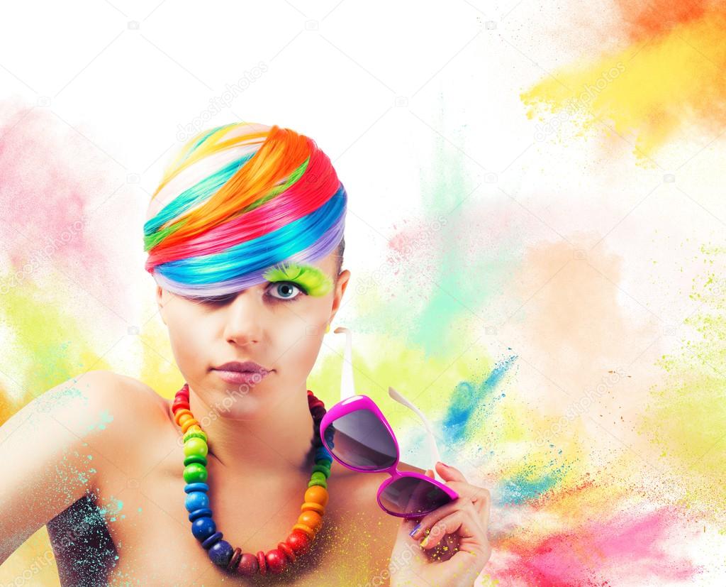 Colorful beauty fashion portrait