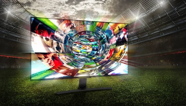 Streaming of soccer images on the internet in a digital cable — Stock Photo, Image