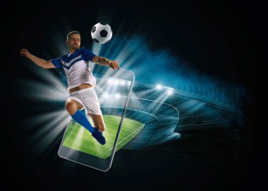 Watch a live sports event on your mobile device. Betting on football matches clipart