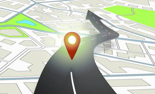 3D vykreslení navigátoru, který zobrazuje pozici GPS v mapě — Stock fotografie
