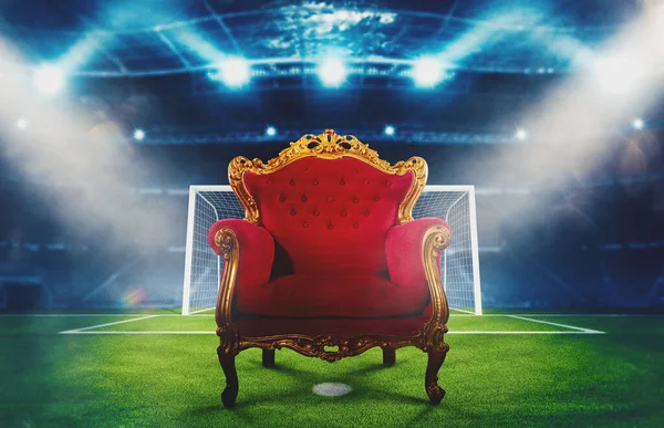 Comfortable and luxury velvet armchair in a soccer stadium — Stock Photo, Image