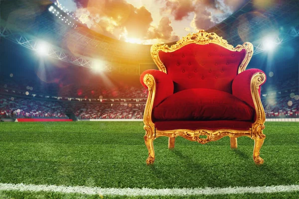 Comfortable and luxury velvet armchair in a soccer stadium — Stock Photo, Image