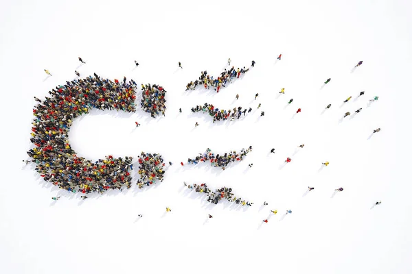 Multitud de personas formando un imán para atraer a muchas personas. Renderizado 3D — Foto de Stock