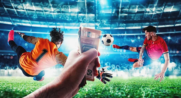 Online bet and analytics and statistics for soccer match — Stockfoto