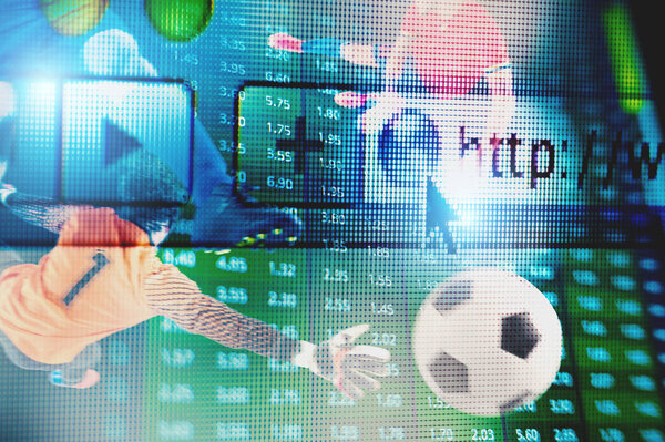 Online bet and analytics and statistics for soccer match Stock Photo