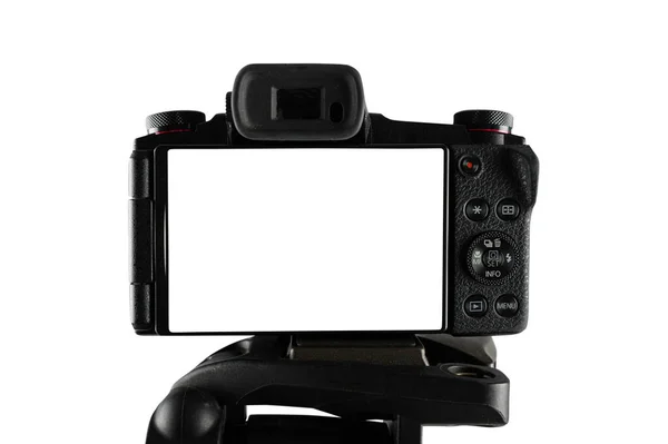 Câmera Sem Espelho Pronta Para Registros Com Tela Branco — Fotografia de Stock