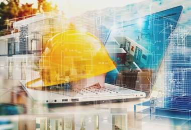 Yeni bir ev planlayan bir mimarın bilgisayarı.