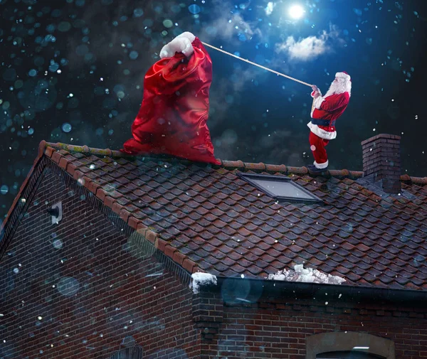 Papai Noel Pronto Para Entregar Presentes Para Natal — Fotografia de Stock